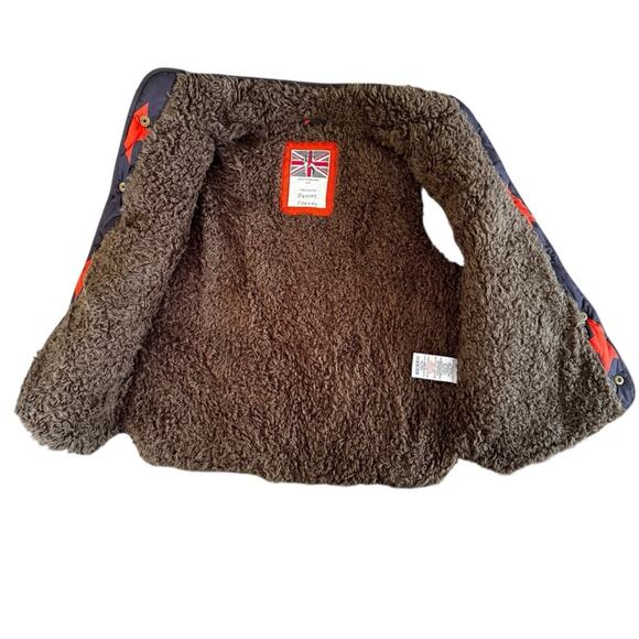Mini Boden Kid’s Puffer Vest Sherpa Lined Stars Gray Orange Size 5-6 - Picture 4 of 6